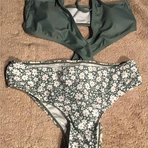 Milumia Girls 2 Piece Floral Criss Cross Bikini Size 10 Years